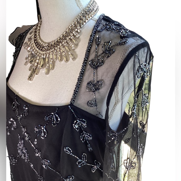 Adrianna Papell Studio Black Beaded Cocktail Dress. B18 - Picture 10 of 16